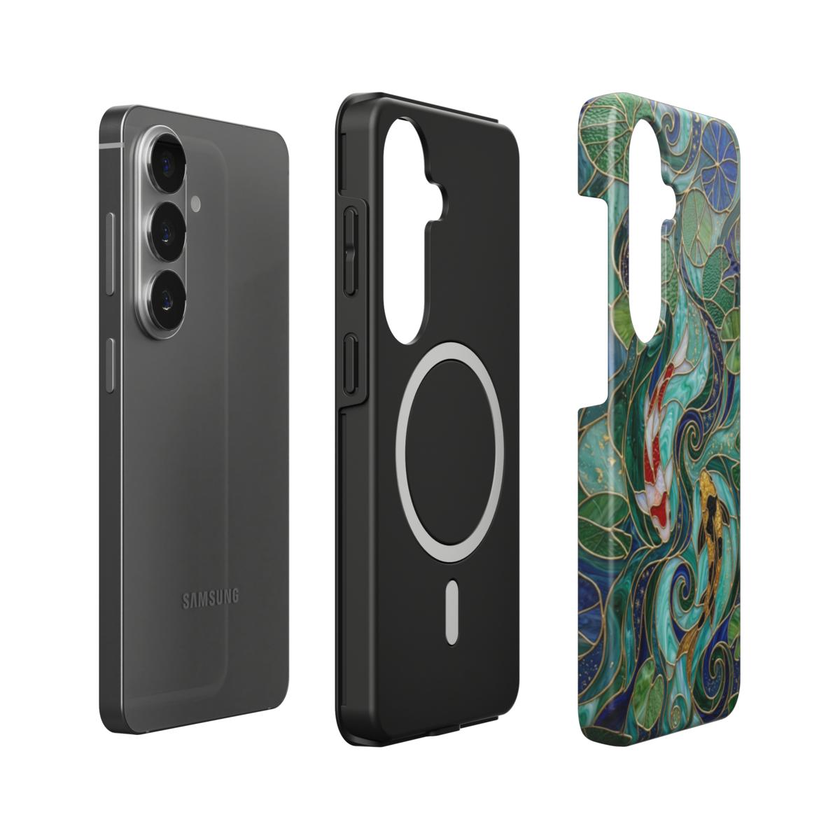 Magnetische Handyhülle Koi Fische Japan – Lumina Mosaik Edition – Magnetring Aufbau Samsung – Qi Laden kompatibel