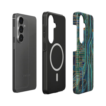 Magnetische Handyhülle Neon Matrix – Lumina Mosaik Edition – Magnetring Aufbau Samsung – Qi Laden kompatibel