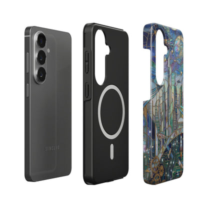 Magnetische Handyhülle Futuristische Stadt – Lumina Mosaik Edition – Magnetring Aufbau Samsung – Qi Laden kompatibel