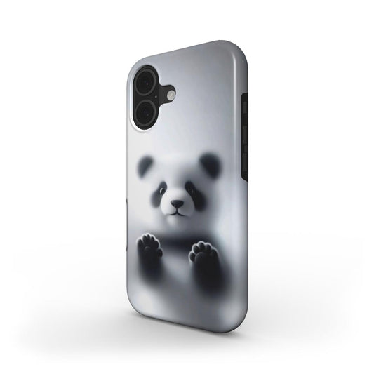 Stoßfeste Handyhülle „Kleiner Panda“ – Schrägansicht mit weichem 3D-Panda-Motiv