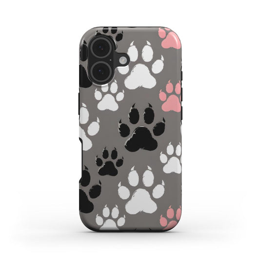 Stoßfeste Handyhülle „Grunge Pfoten“ – Frontansicht mit lässigem Grunge-Pfoten-Design