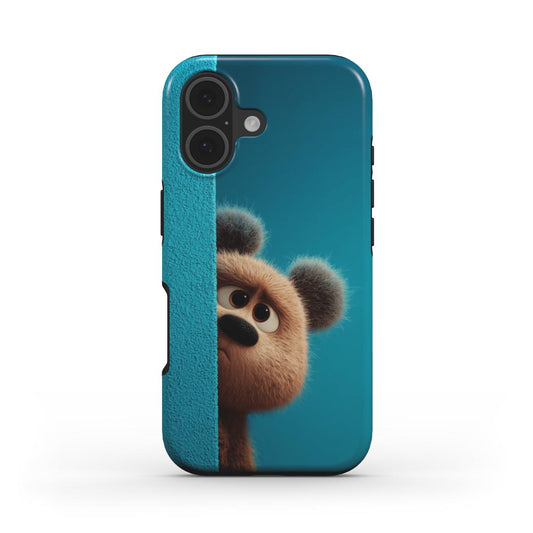 Stoßfeste Handyhülle „Frecher Teddybär“ – Frontansicht mit lustigem Bär-Design