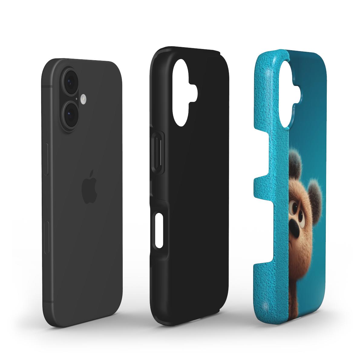Stoßfeste Handyhülle „Frecher Teddybär“ – Dual-Layer Schutz mit TPU und Polycarbonat