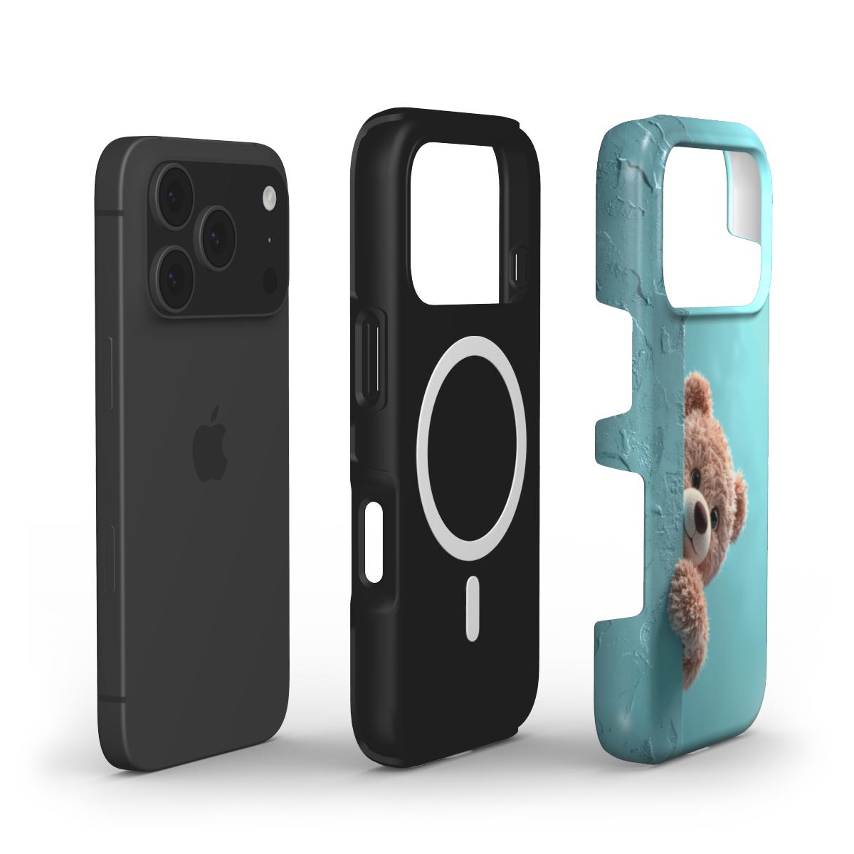 MagSafe Handyhülle „Schüchterner Teddy“ – Dual-Layer mit eingebautem MagSafe-Magnetring