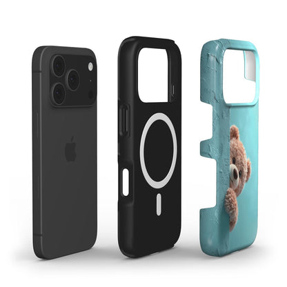 MagSafe Handyhülle „Schüchterner Teddy“ – Dual-Layer mit eingebautem MagSafe-Magnetring