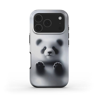 MagSafe Handyhülle „Kleiner Panda“ – Frontansicht mit niedlichem Panda-Design in Schwarz und Weiß