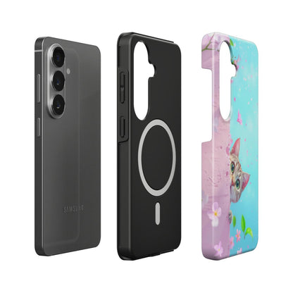 Magnetische Handyhülle „Kirschblüten Kätzchen“ – Dual-Layer mit integriertem Magnetring für Samsung & Google Pixel