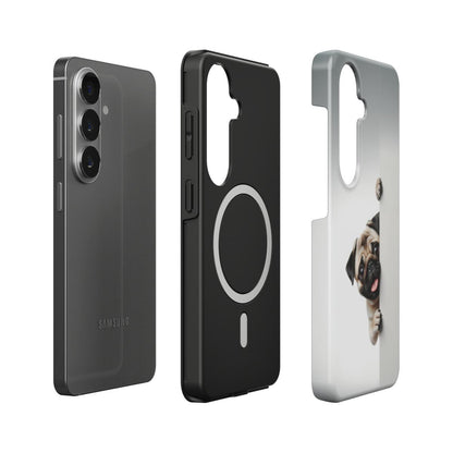 Magnetische Handyhülle „Neugieriger Mops“ – Dual-Layer mit integriertem Magnetring für Samsung & Google Pixel