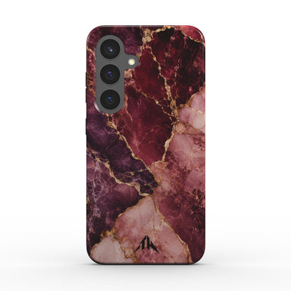 Magnetische Handyhülle „Pflaume Marmor“ für Samsung Galaxy und Google Pixel – Rückansicht mit schwarzem Logo