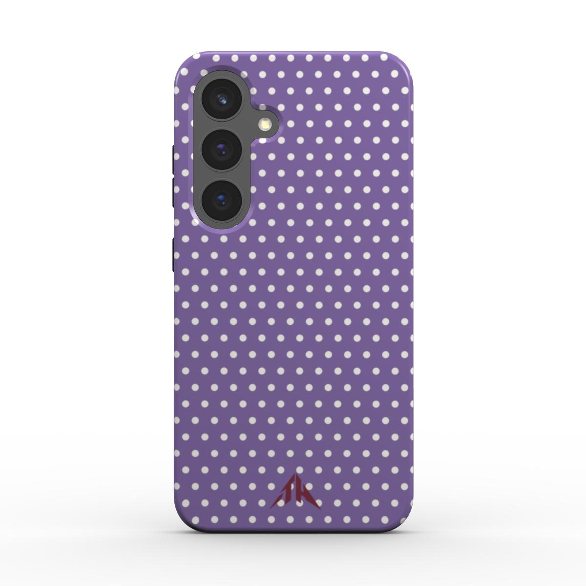 Magnetische Handyhülle „Lavendel & Weiss“ – Rückansicht mit Burgundy-Logo