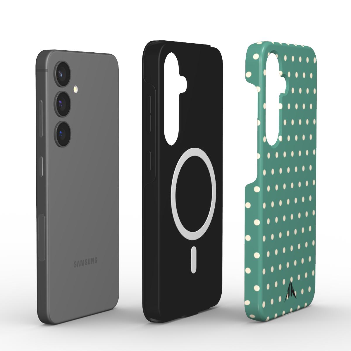 Magnetische Handyhülle „Mint & Creme“ – Innenansicht mit Magnetring und Black-Logo