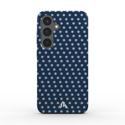 Magnetische Handyhülle „Dunkelblau & Hellblau“ – Rückansicht mit White-Logo