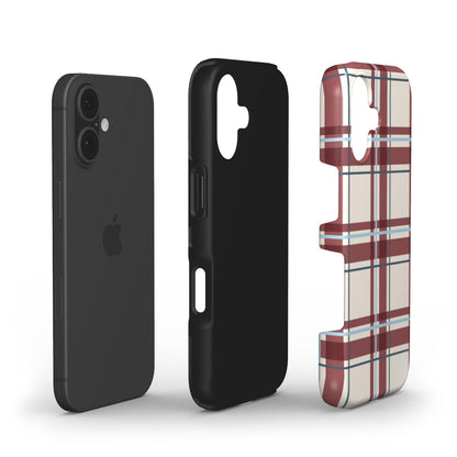 Stossfeste Handyhülle „Bordeaux-Himmelblau Tartan“ – Innenansicht mit TPU- und PC-Schale