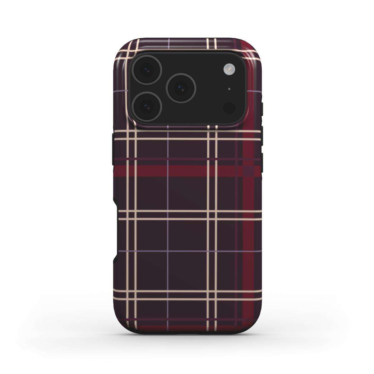 MagSafe Handyhülle „Pflaumennacht Tartan“ – Tartan-Karo, Rückansicht