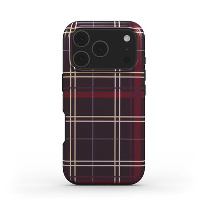 MagSafe Handyhülle „Pflaumennacht Tartan“ – Tartan-Karo, Rückansicht