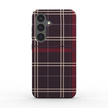 Magnetische Handyhülle „Pflaumennacht Tartan“ – Tartan-Karo, Rückansicht