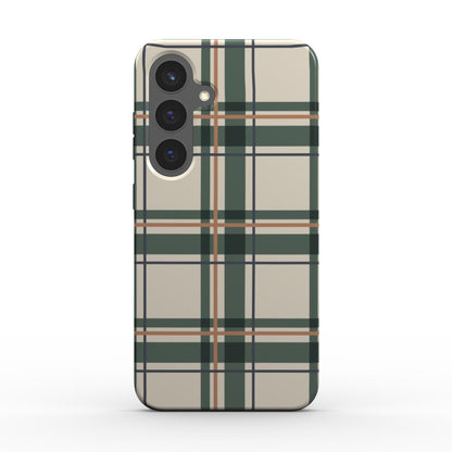 Magnetische Handyhülle „Kiefergrün-Kupfer Tartan“ – Tartan-Karo, Rückansicht