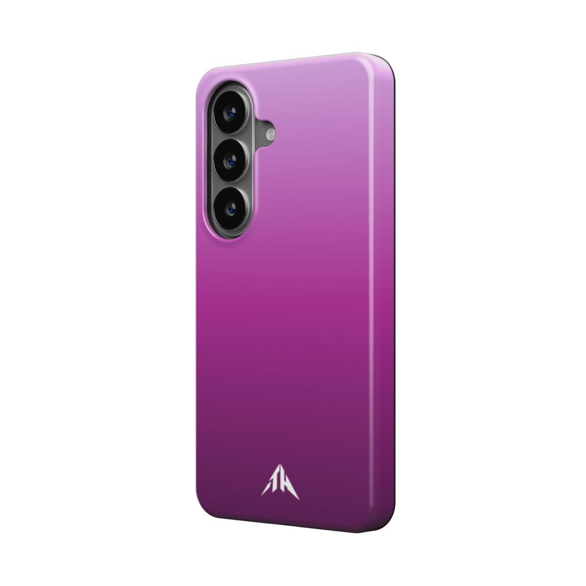 Magnetische Handyhülle „Magenta-Orchidee“ – Schrägansicht mit Kameraschutz