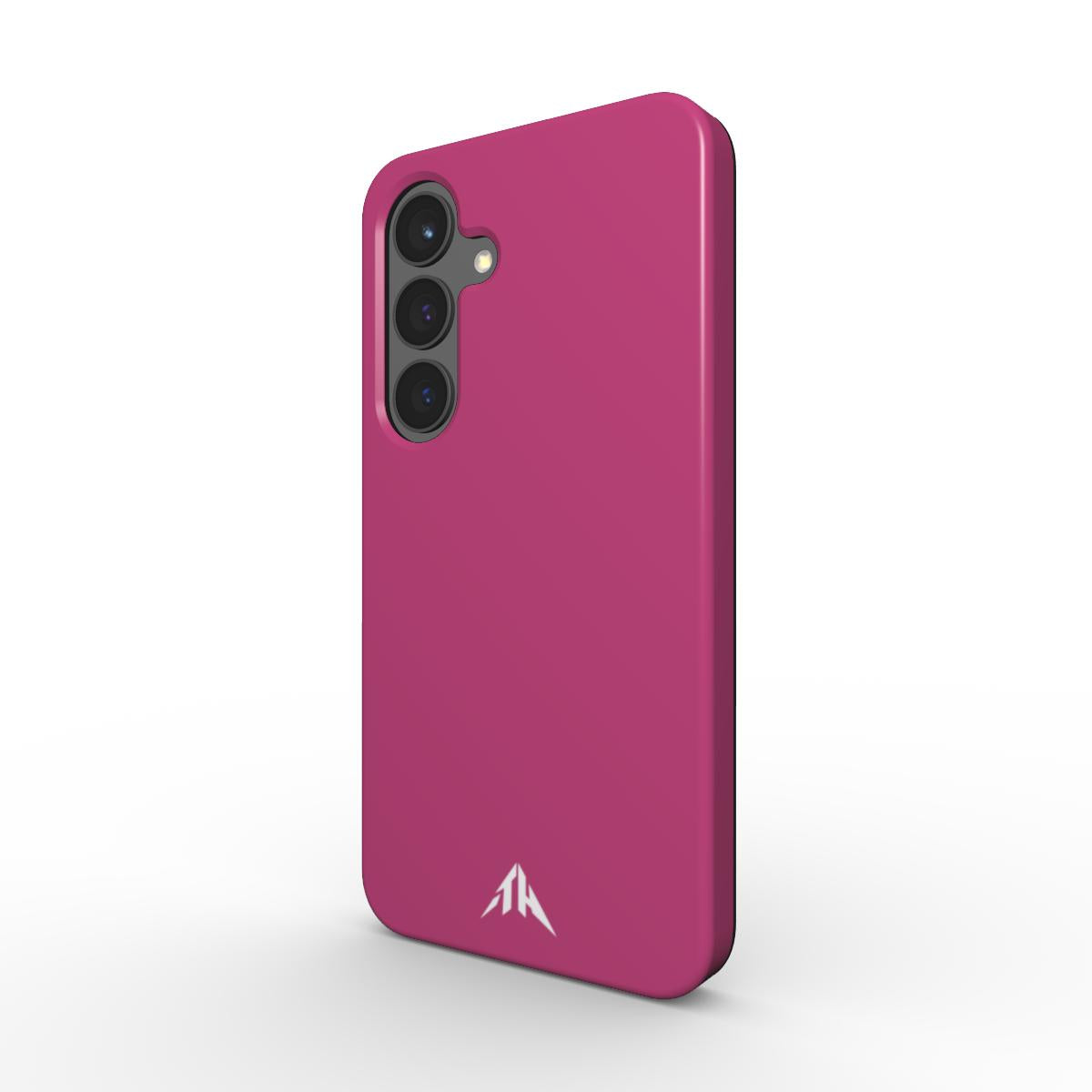 Magnetische Handyhülle „Fuchsia-Samt“ – Schrägansicht mit Kameraschutz