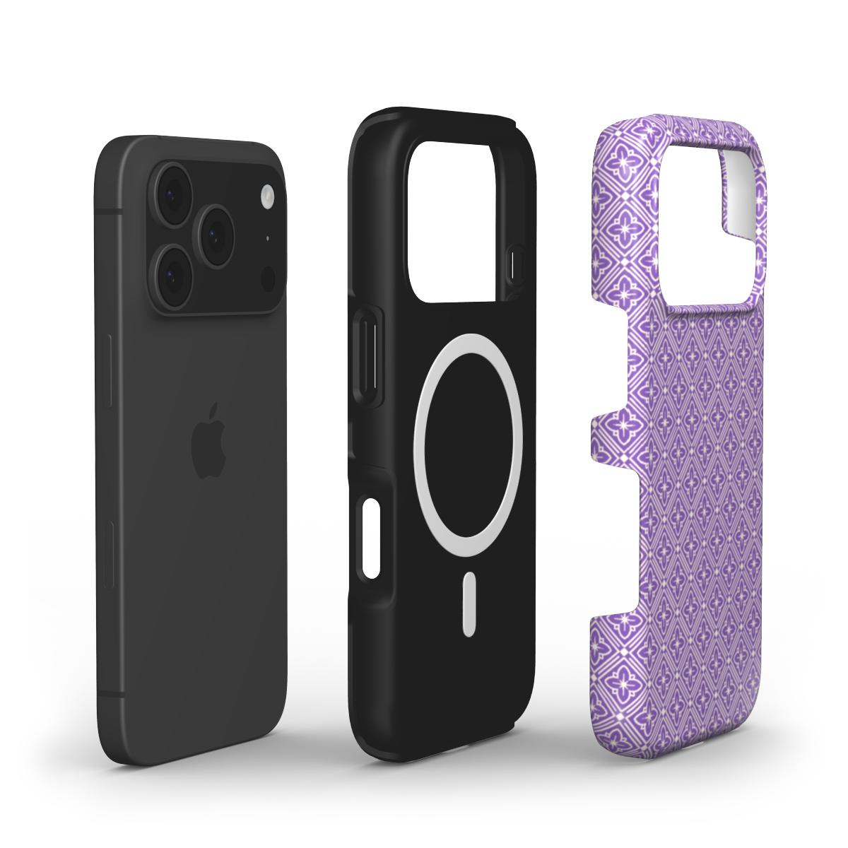 MagSafe Handyhülle – „Rauten-Ornament Violett“