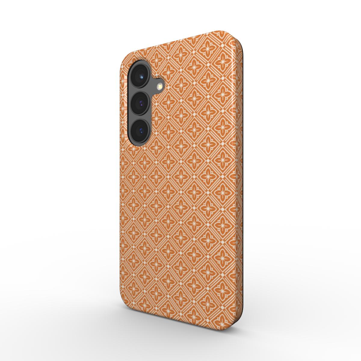 Magnetische Handyhülle – „Rauten-Ornament Orange“