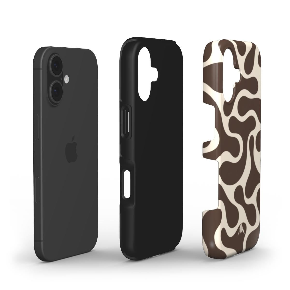 Stossfeste Handyhülle Retro-Wellen Braun für iPhone 17 – Aufbau mit zwei Schutzschichten, Muster in Braun und Creme