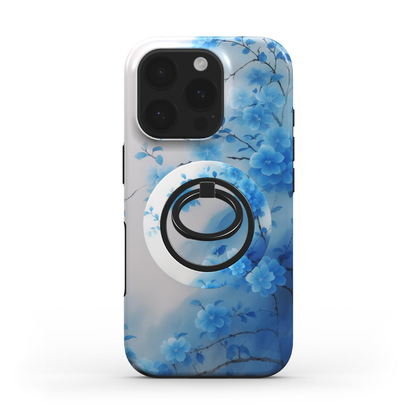 Blue Harmony Magnetischer Ringhalter – Gesamtansicht auf MagSafe Hülle