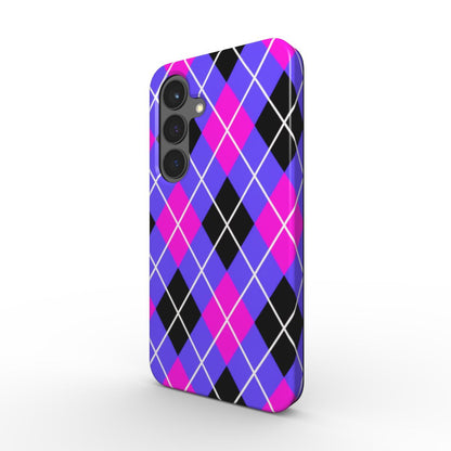 Tough Case im Argyle Design Pink Lila Schwarz, seitliche Ansicht