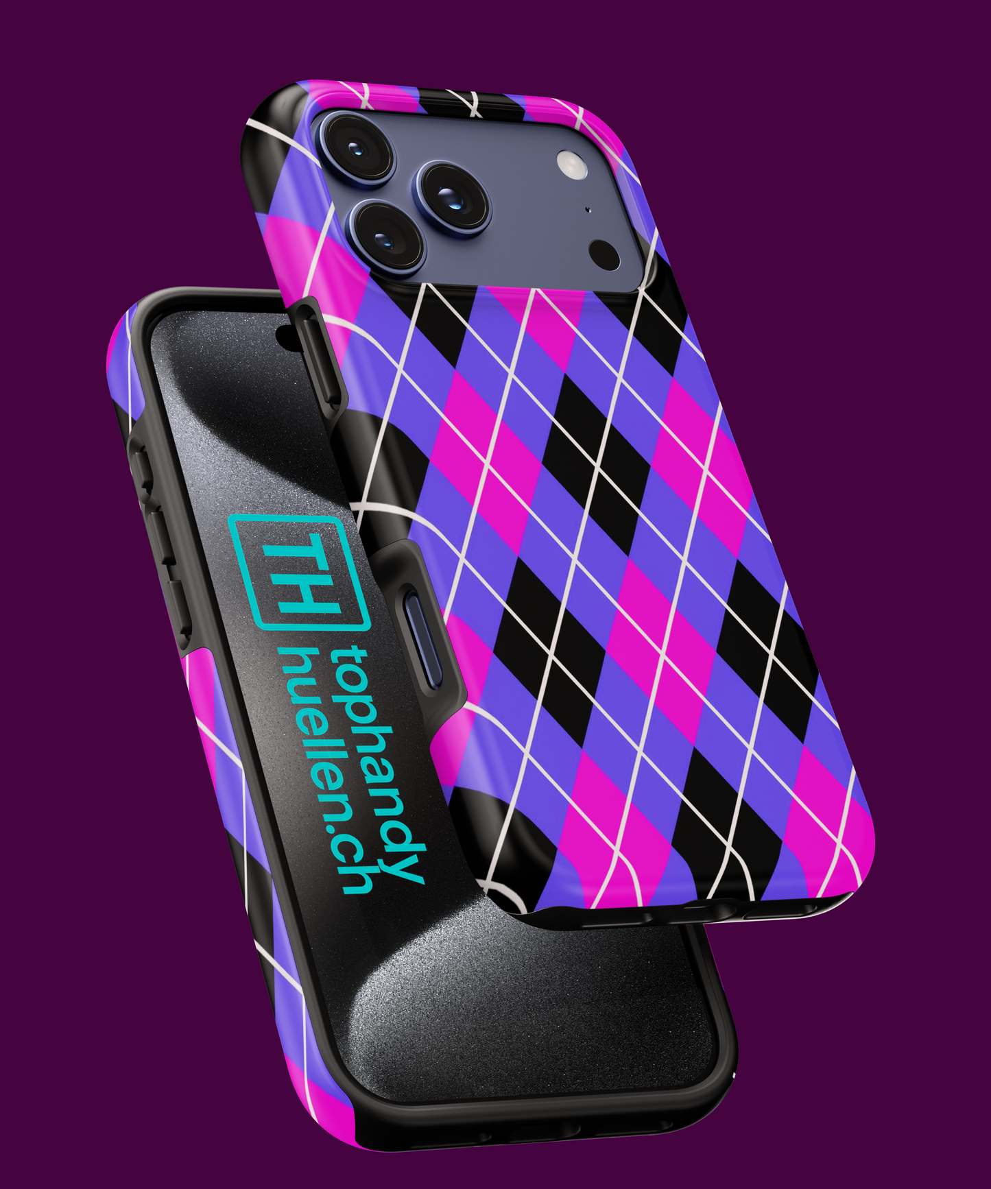 Argyle Pink Lila Schwarz MagSafe Tough Handyhülle