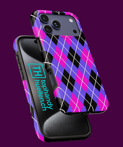 Argyle Pink Lila Schwarz MagSafe Tough Handyhülle