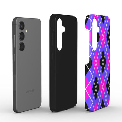 Explosionsdarstellung Tough Case mit PC-Aussenschale und TPU-Innenfutter im Argyle Design