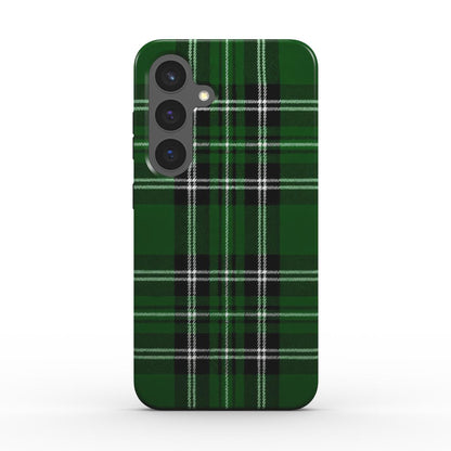 Rueckansicht der Handyhuelle mit Gruen-Karo Muster und Kameraaussparung