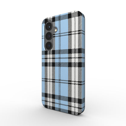 Tough Case im Karo Design Hellblau Schwarz Weiss, schräge Ansicht