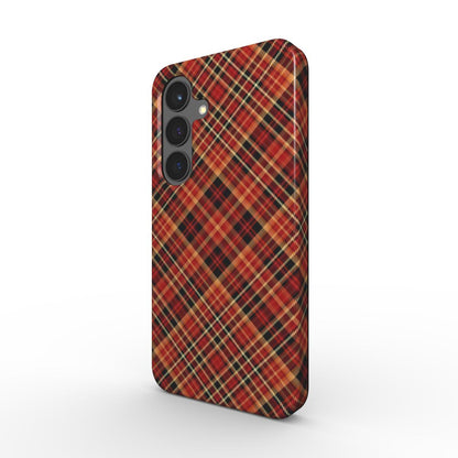 Stossfeste Handyhuelle im roten Karo-Design als Schraegansicht, Tough Case mit Dual-Layer PC+TPU