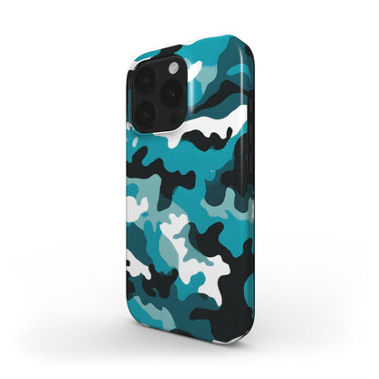 Camouflage Aqua Blue MagSafe Tough Handyhülle Vorderseite