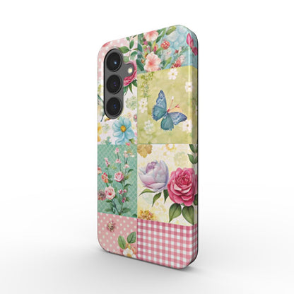 Blumen Patchwork Stoßfeste Handyhülle Rückseite