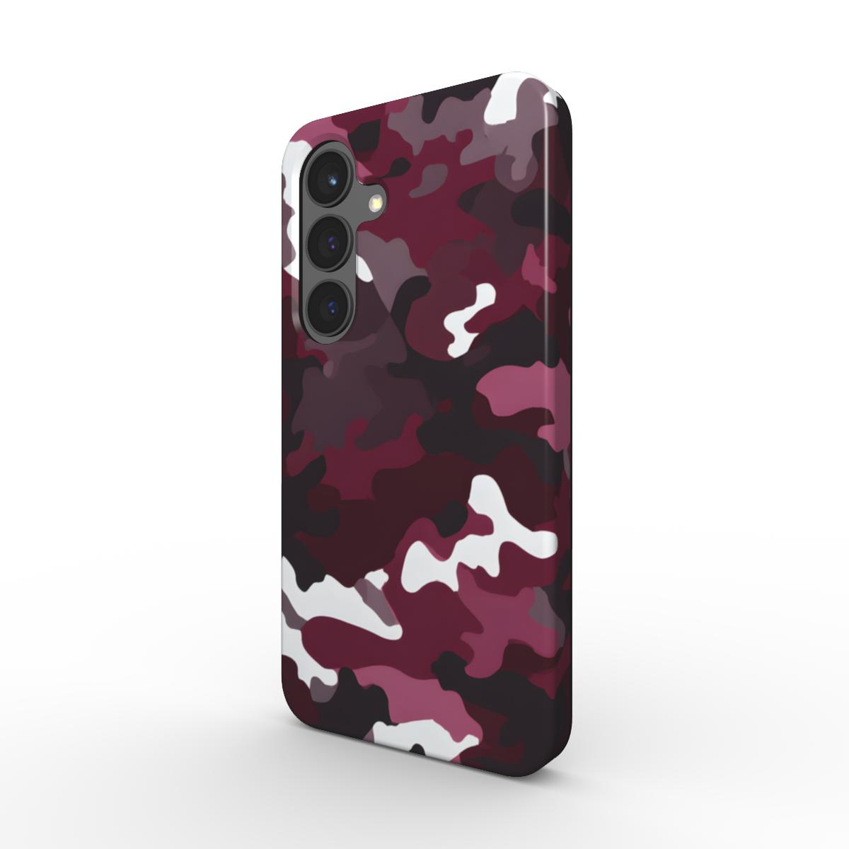 Camouflage Burgundy Stoßfeste Handyhülle in 3D Ansicht schräg