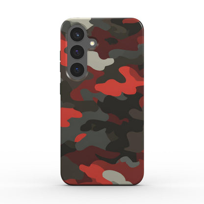 Camouflage Dark Red Stoßfeste Handyhülle – Rückansicht