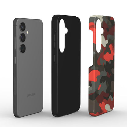 Camouflage Dark Red Stoßfeste Handyhülle – Explosionsansicht mit Schichten