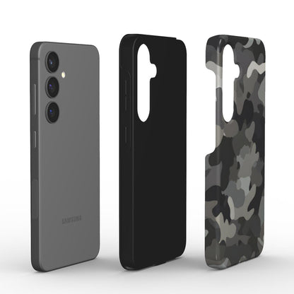 Camouflage Grey stoßfeste Handyhülle – Explosionsansicht mit TPU-Innenschicht