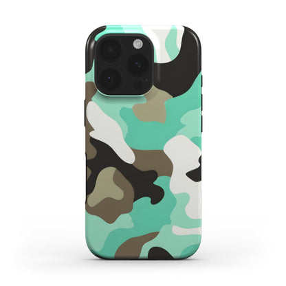 Camouflage Mint Teal MagSafe Tough Handyhülle Rückseite