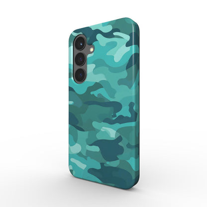 Camouflage Teal Blue Stoßfeste Handyhülle Seitenansicht