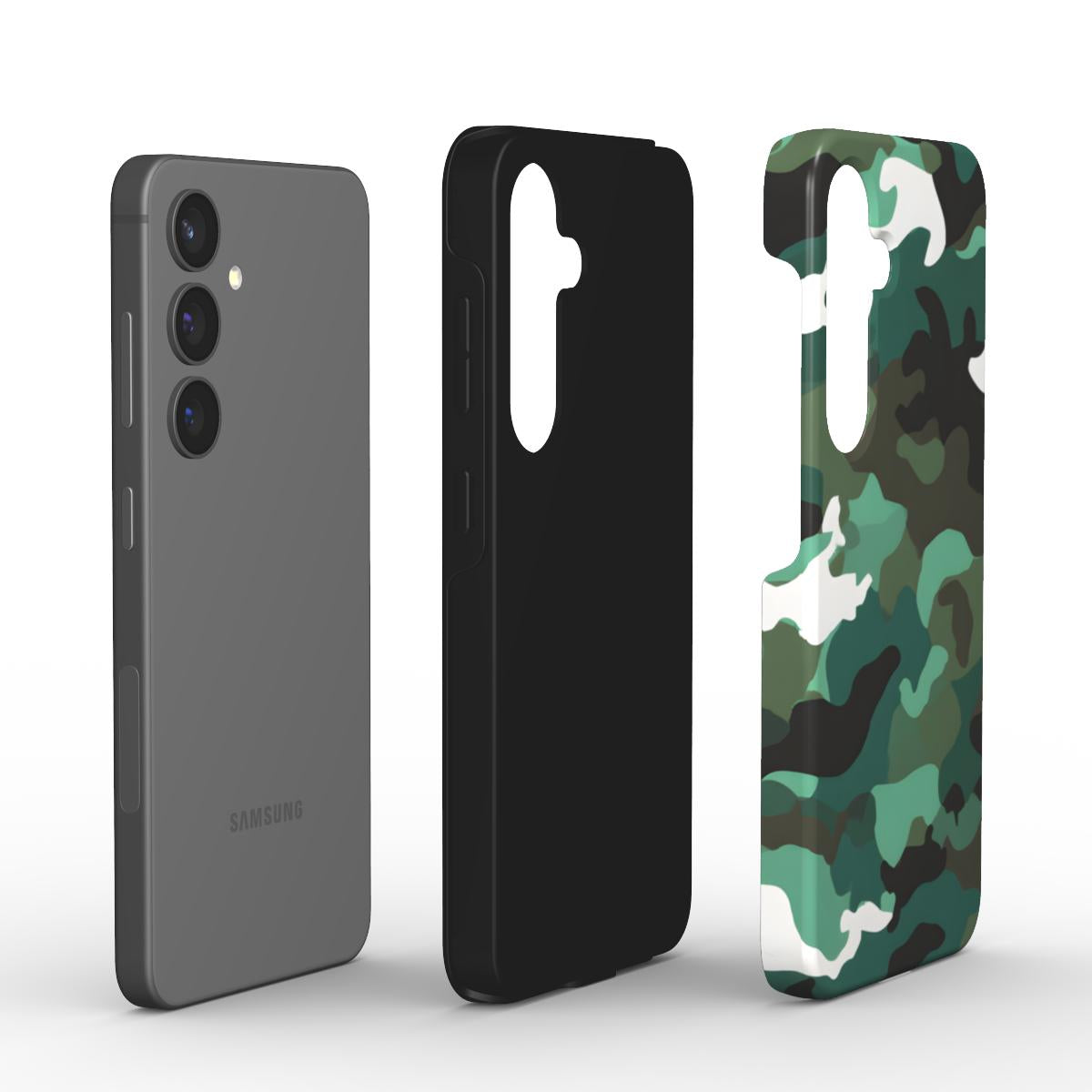 Camouflage Woodland Green Stoßfeste Handyhülle mit Dual-Layer Aufbau