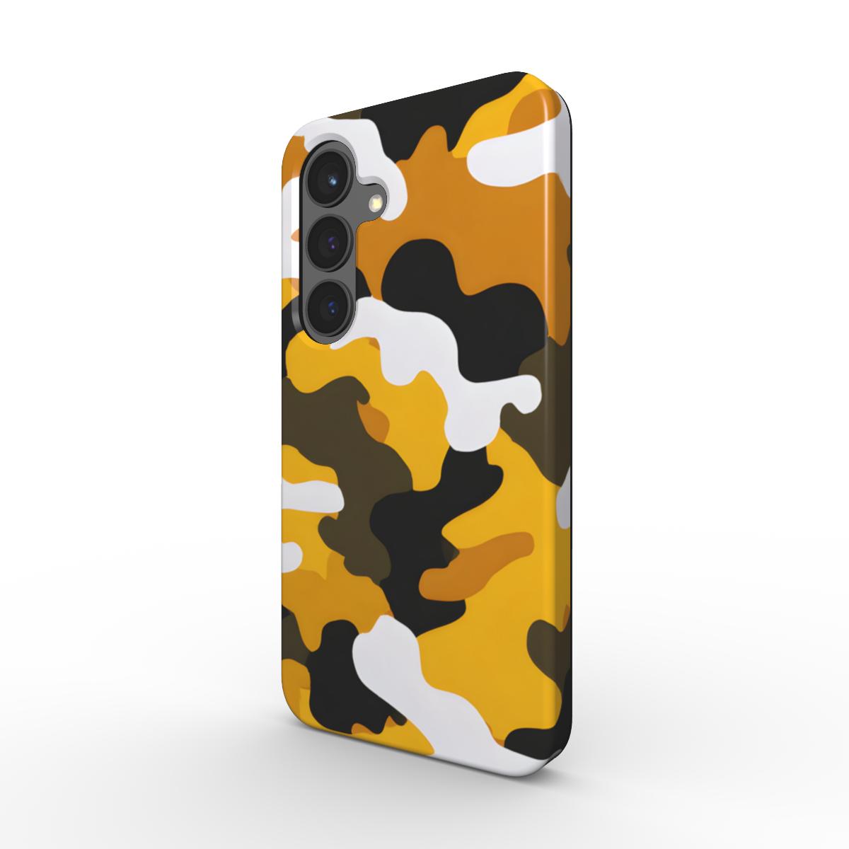 : Stoßfeste Handyhülle Camouflage Yellow Black – Seitenansicht