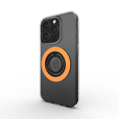 Magnetischer Ringhalter Orange – schräger Blickwinkel auf Smartphone