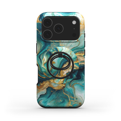 Emerald Waves Ringhalter auf passender Handyhülle im gleichen Design