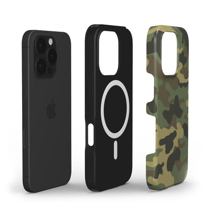 Camouflage Army Green MagSafe Tough Handyhülle mit Dual-Layer-Design und Magnetring