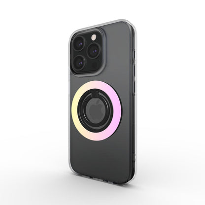 Magnetischer Ringhalter Gelb Pink auf MagSafe Hülle – Seitenansicht