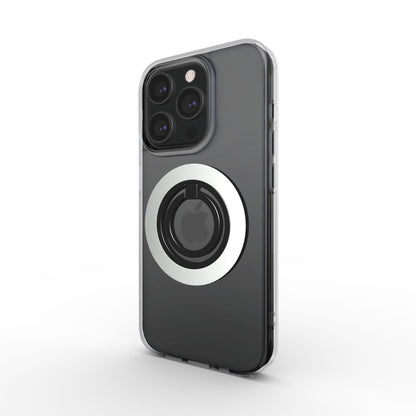 Magnetischer Ringhalter Grau Weiss auf MagSafe Hülle – Seitenansicht