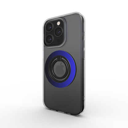 Magnetischer Ringhalter Schwarz Blau auf MagSafe Hülle – Seitenansicht